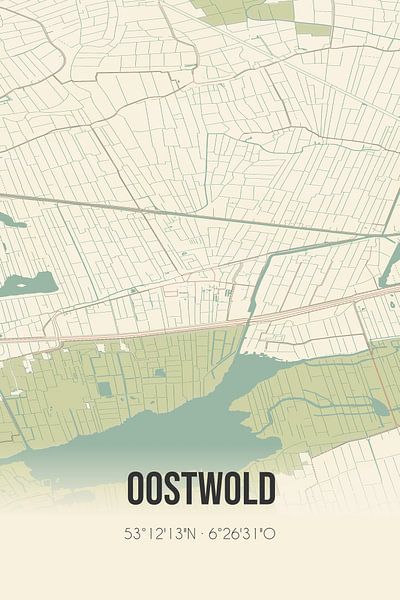 Vintage map of Oostwold (Groningen) by Prints of Place