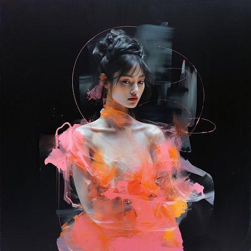 Portret in neon roze: 