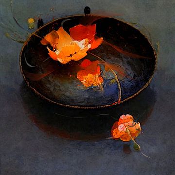 still life bowl with flowers by Ria van Werven