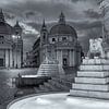 Piazza del Popolo in zwart-wit in Rome van Bas Meelker