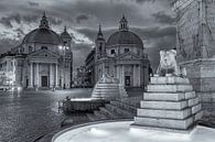 Piazza del Popolo in zwart-wit in Rome van Bas Meelker thumbnail