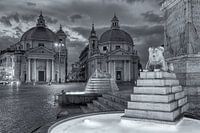 Piazza del Popolo in black and white in Rome