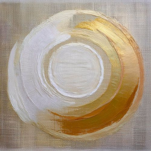 Modern Abstract. Gouden cirkel op linnen