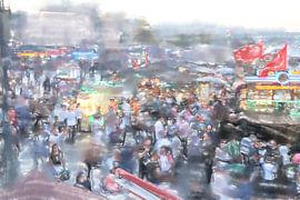 Menschenmenge im Hafen in der Altstadt von Istanbul von Frank Heinz