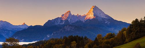 Panorama zonsopkomst Watzmann nabij Berchtesgaden
