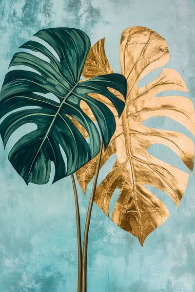 Golden green plant art by Poster Art Shop