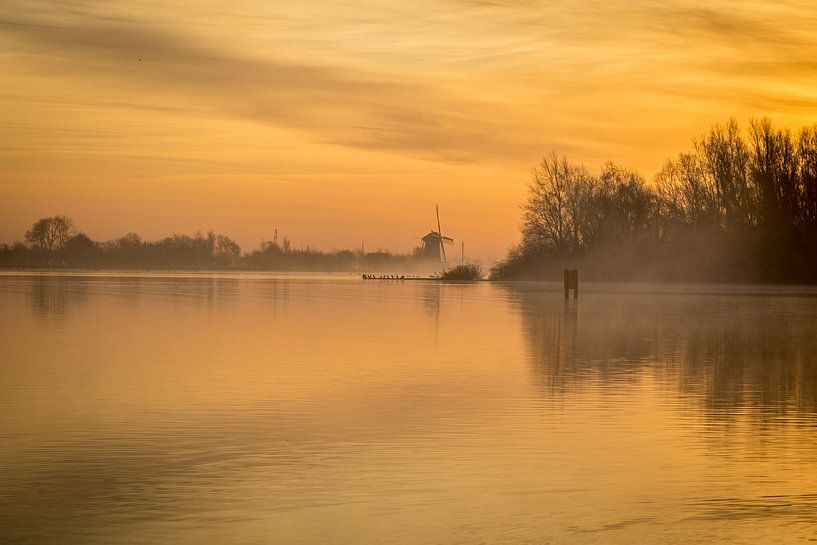 Gouden ochtend bij zonsopkomst aan het meer van Marja Spiering