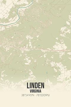 Carte ancienne de Linden (Virginie), USA. sur Rezona