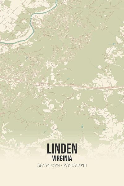 Vintage map of Linden (Virginia), USA. by Prints of Place
