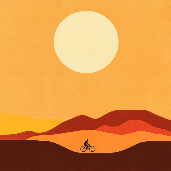 Fietsen in de woestijn van Poster Art Shop