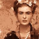 Frida Kahlo Quadrat Gemälde in Sepia Terrakotta Neue Meister von MadameRuiz Miniaturansicht