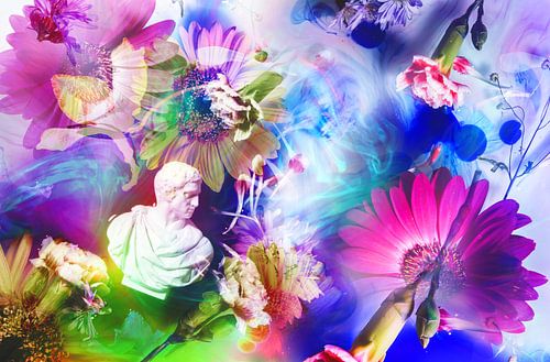 Modernes abstraktes farbenfrohes florales Kunstwerk