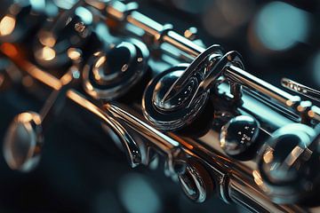 Sfeervolle achtergrond van muziekinstrument, Fluit van Ariadna de Raadt-Goldberg