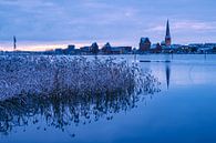 Uitzicht over de Warnow naar de Hanzestad Rostock in de winter van Rico Ködder thumbnail