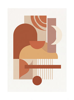 Terracotta & Earth Tone Mid-Century Abstract Shapes