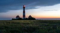 Leuchtturm Westerheversand bei Nacht