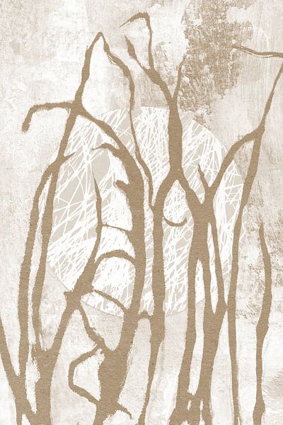 Ikigai. Grass and Moon. Abstract minimalist Zen art. Japandi style in earthy tints V by Dina Dankers