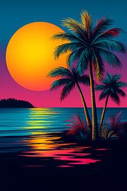 Gelassenheit bei Sonnenuntergang: Eine neonfarbene Palm Beach-Traumlandschaft von Artistic