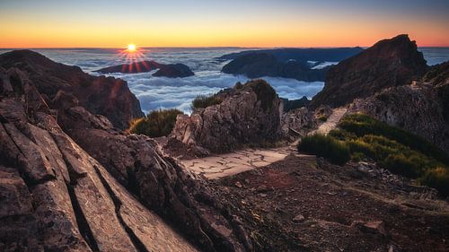 Coucher de soleil de Madère Pico do Ariero sur Jean Claude Castor