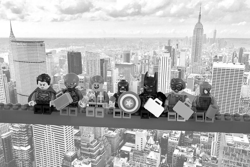 Lunch atop a skyscraper Lego edition - Super Heroes - Man - Rotterdam von Marco van den Arend