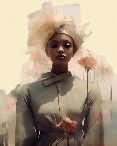 Modern portrait collage in pastel shades by Carla Van Iersel