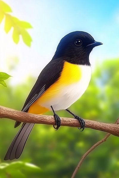 Realistischer Vogel auf einem Ast von Imperial Art House