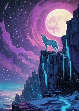Wolf Howling at the Moon by MIROKKU
