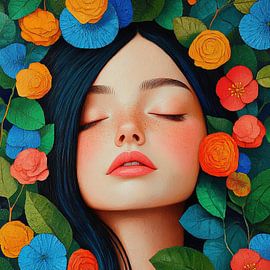 Flowers Face | Face in Flowers by Eye catching paintings