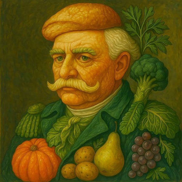 Bismarck aus Obst und Gemüse – Ein augenzwinkerndes Porträt im klassischen Stil von Basahen
