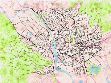 Map of Hameln with the style 'Soothing Spring' by Maporia