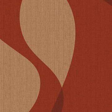 Retro abstracte kunst. Golven in warme kleuren nr.4 van Dina Dankers
