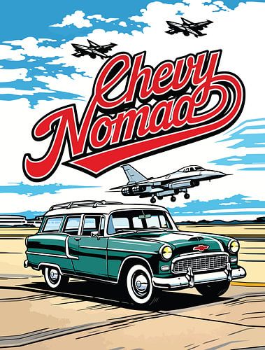 Retro klassieke wagen Sky Pop Art-portret