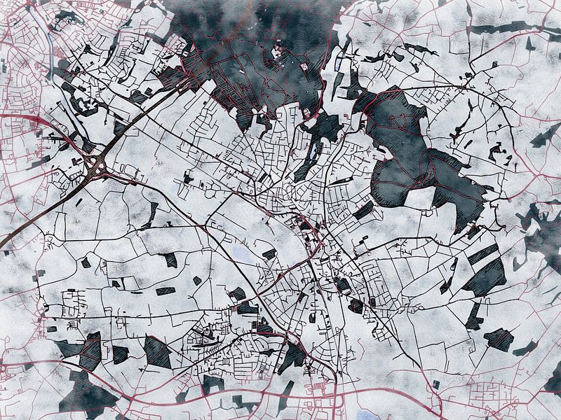 Map of Bad Salzuflen with the style 'White Winter' by Maporia