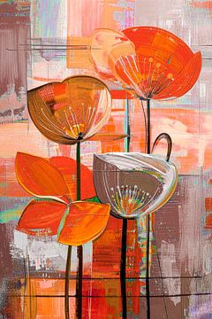 Modern and atmospheric still life painting with earthy tones