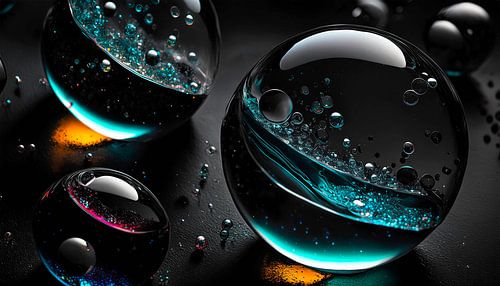 Ball with air bubbles and colours