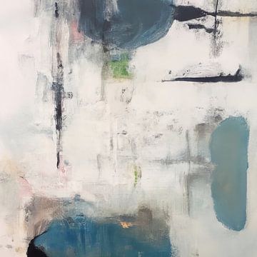 Modern abstract in wit, blauw en zwart van Studio Allee