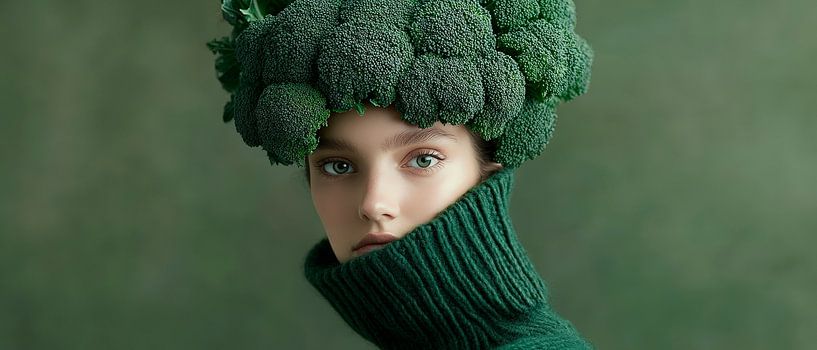 Broccoli hair art - fashion photography by Poster Art Shop
