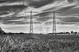 Hochspannungsmasten in der Symmetrie von Tennet von eric van der eijk