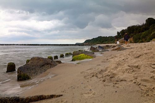 Op het strand van Usedom - aquarel