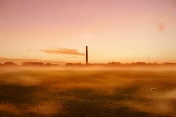 The old pan factory awakens in the mist by Maickel Dedeken