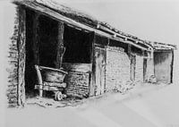 Tekening van een schuur