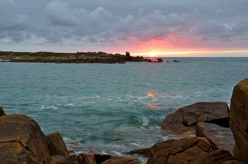 Coucher de soleil de Landrellec, Cote de granit rose