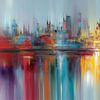 Abstracte skyline van Londen met reflectie van de Theems van MArt