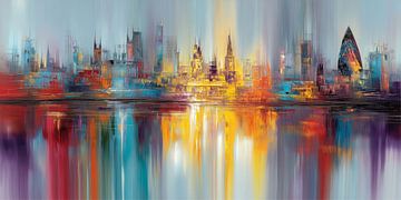 Skyline londonien abstrait avec reflet de la Tamise sur MArt