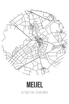 Meijel (Limburg) | Map | Black and white by Rezona