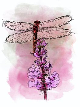 Dragonfly on Flower Digital Art