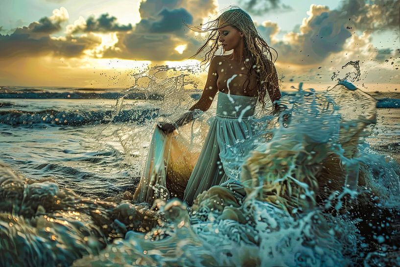 bride in the surf by Egon Zitter