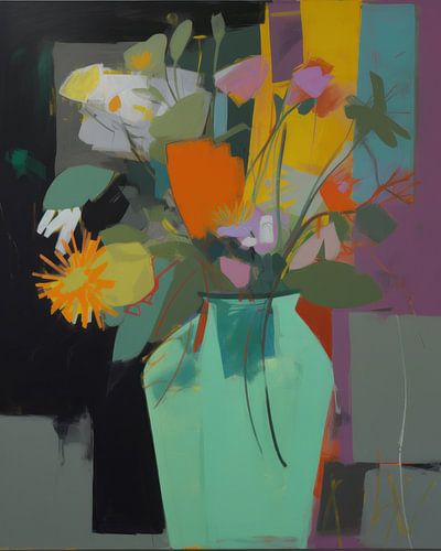 Bunte Vase mit Blumen