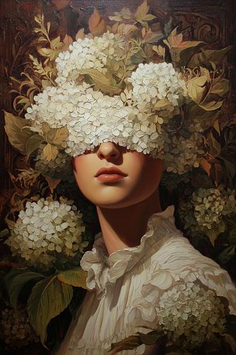 woman flowers | White Hydrangea Whisper
