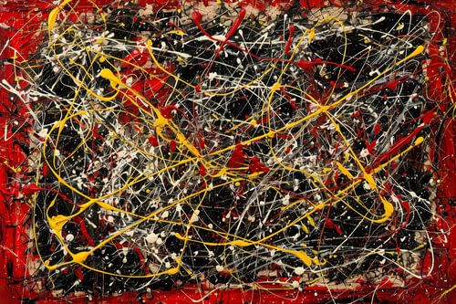 Rood Geel Abstract - Dynamisch Drip Painting